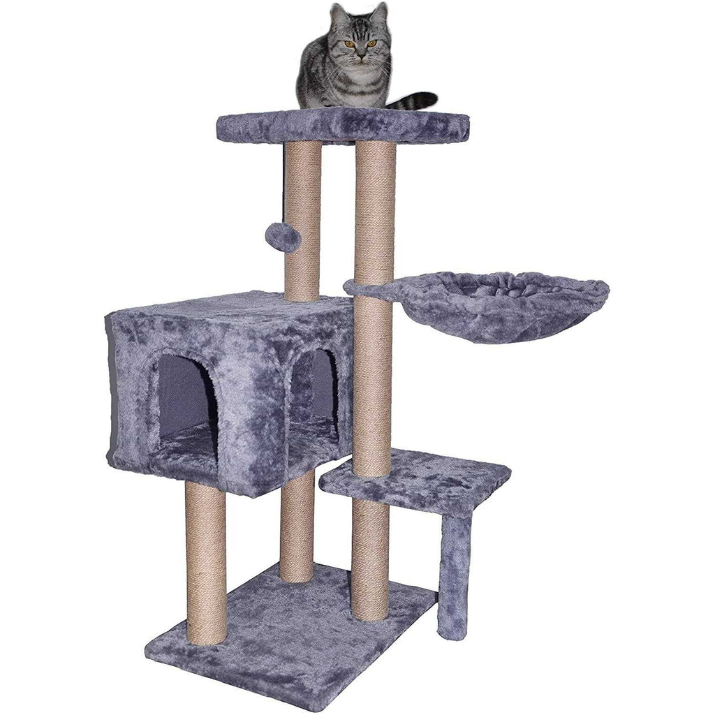 Cat Tree with Scratching Toy Grey Y623821