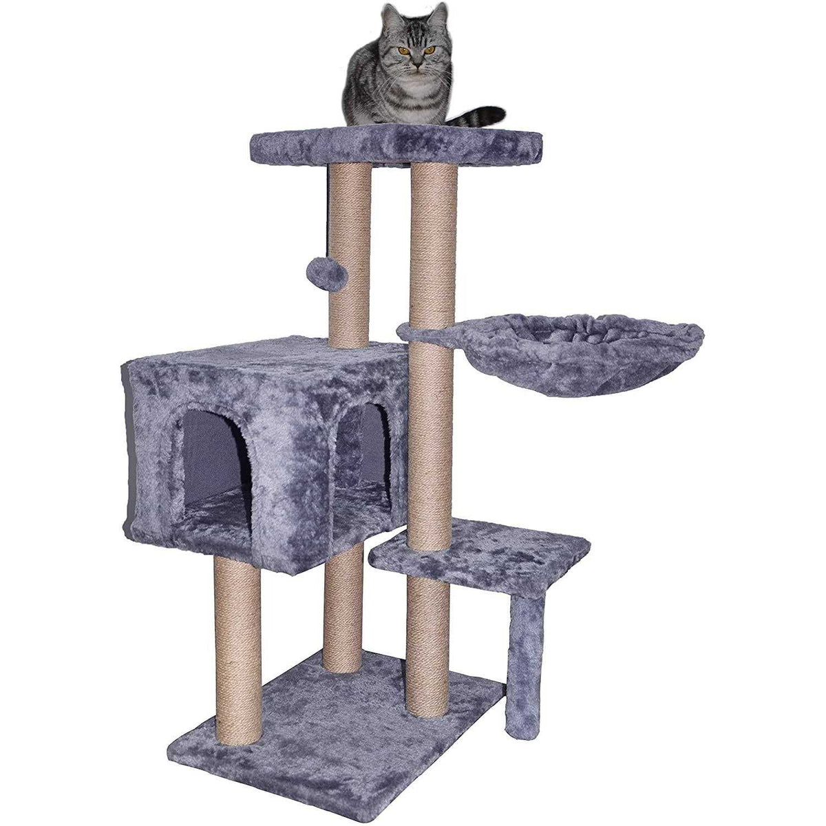 Cat Tree with Scratching Toy Grey Y623821