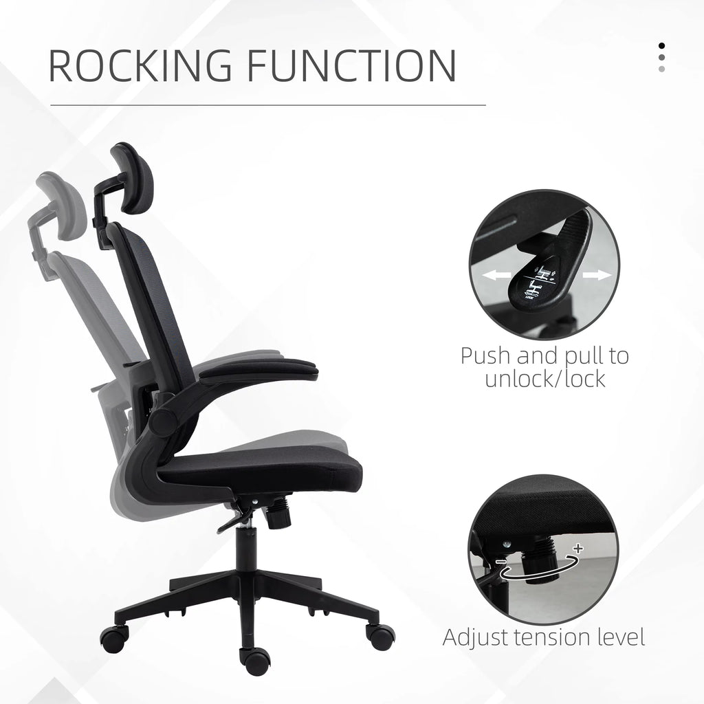 Black High Back Mesh Office Chair with Lumbar Support and Headrest T946
