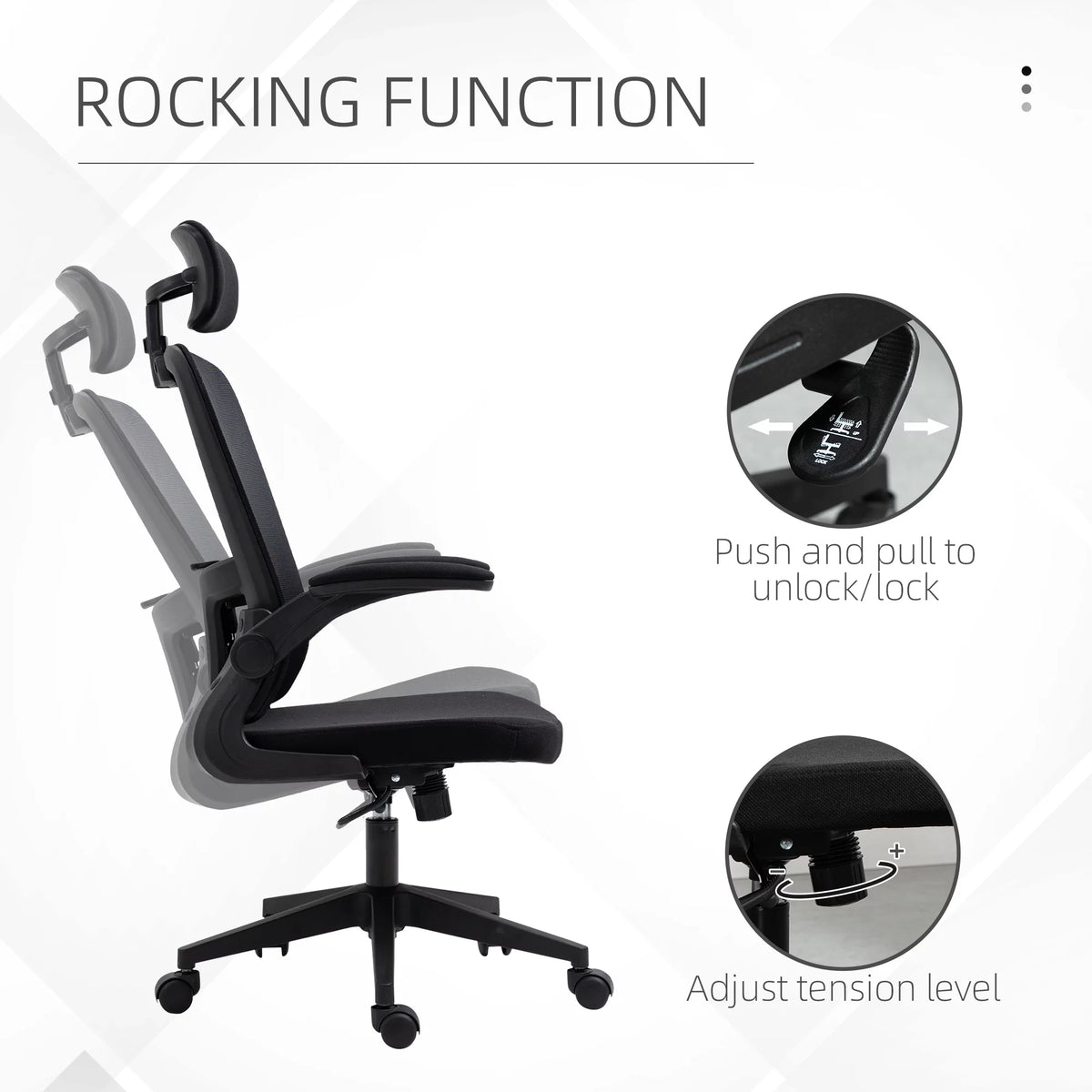 Black High Back Mesh Office Chair with Lumbar Support and Headrest T946