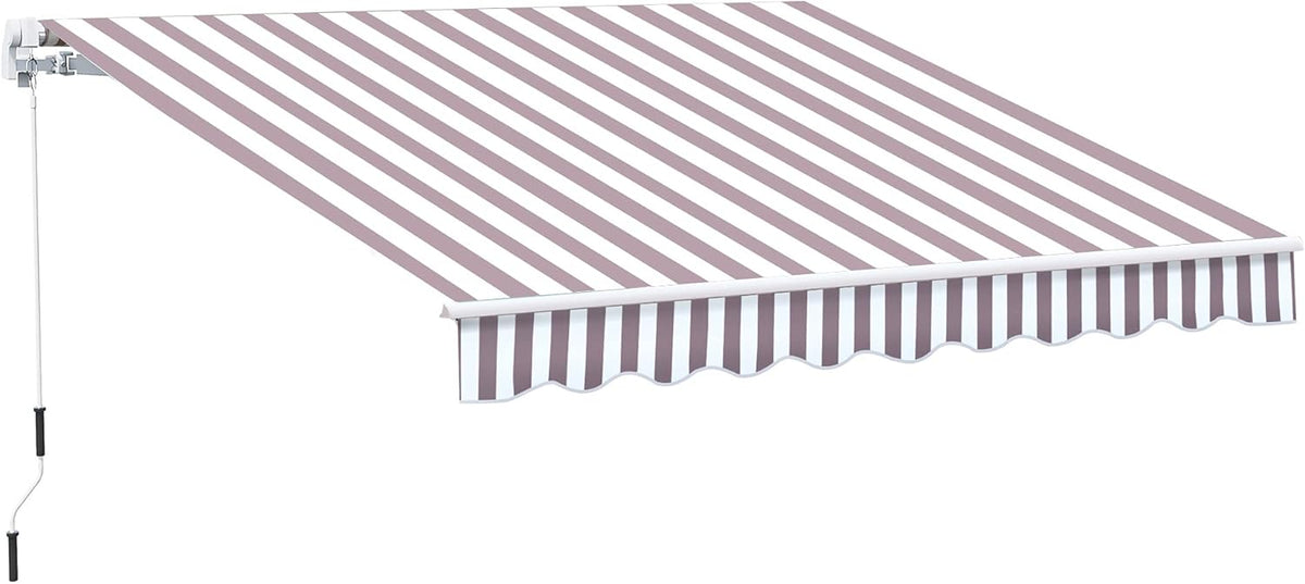 10' x 8' Manual Retractable Awning with UV Protection, Green Y3372