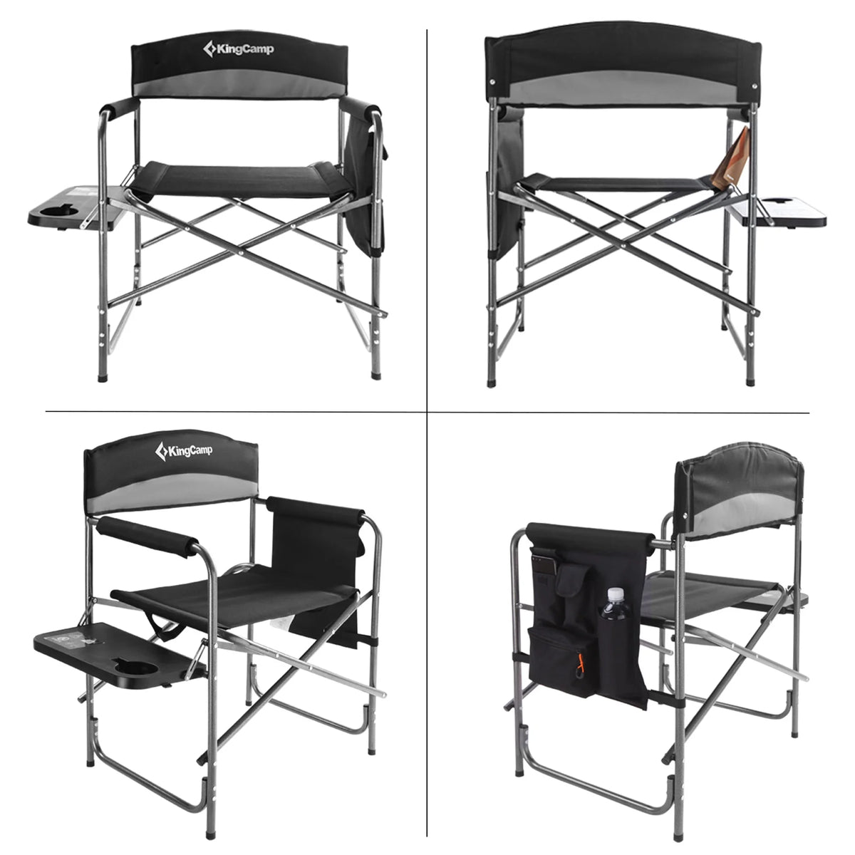 Padded Outdoor Chair with Table and Pockets, Black/Grey 2 Pack R401562