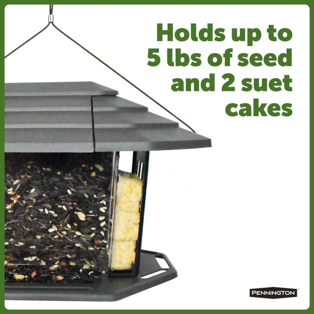 Gray Recycled Resin Wild Bird Hopper Feeder 5 lb. Capacity 2 Pack F38296