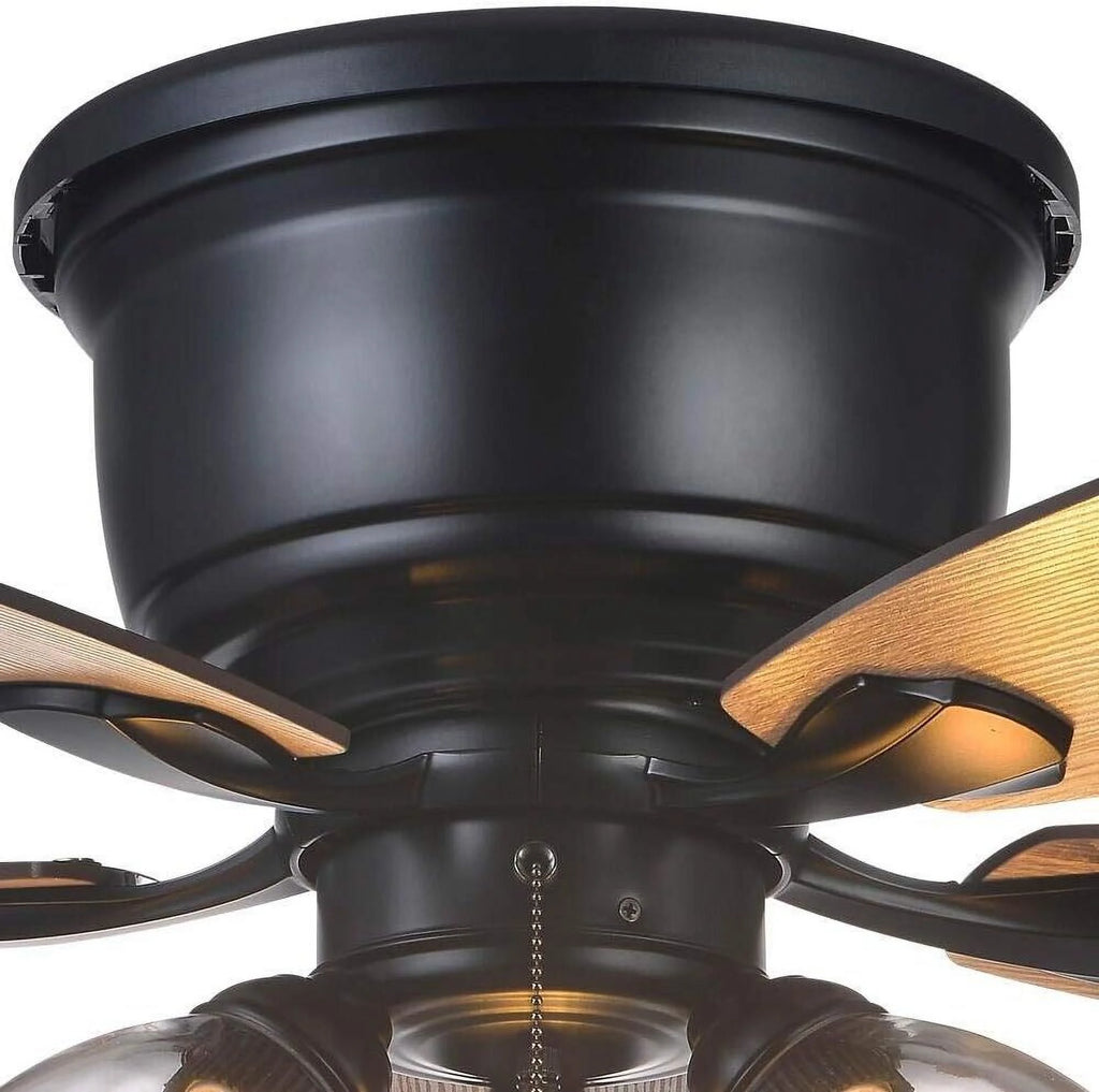 52" Matte Black LED Ceiling Fan with Light Kit M519