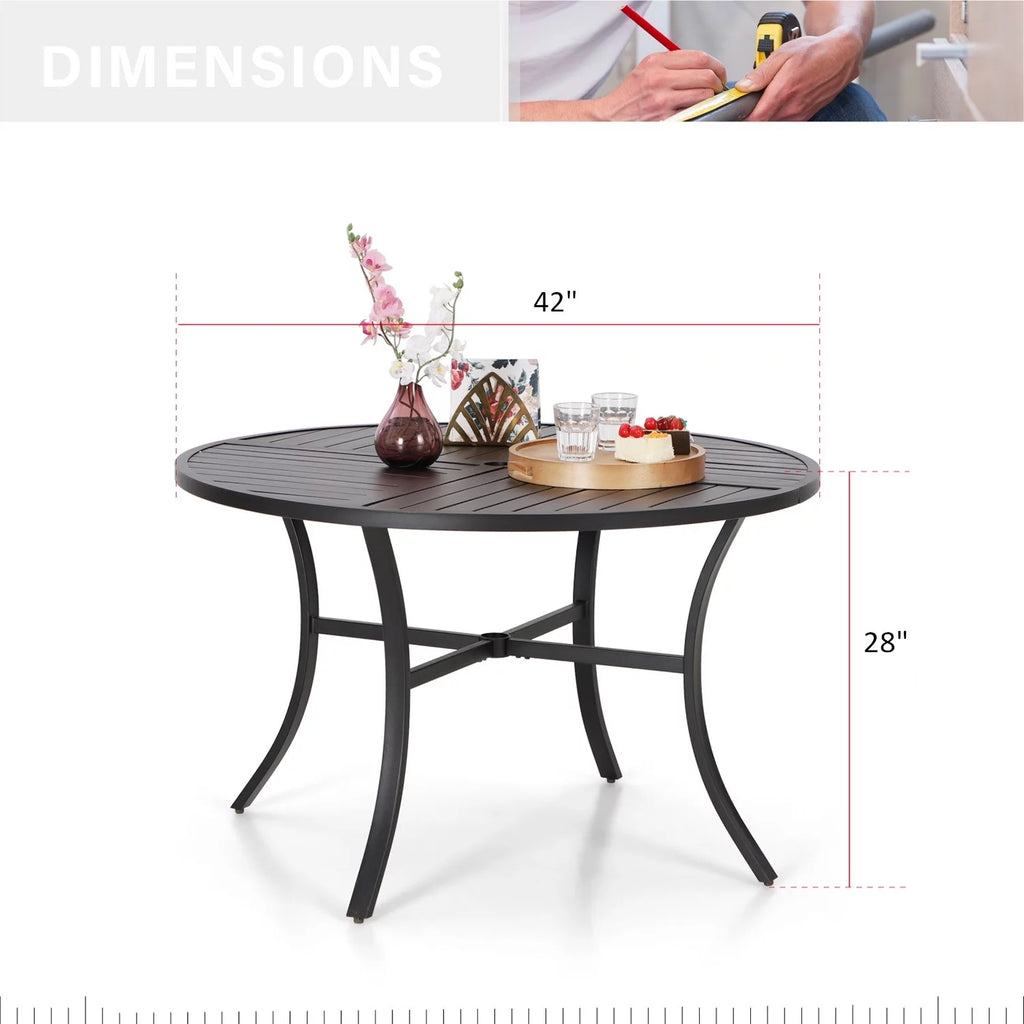 5-Piece Outdoor Dining Set with Cushioned Chairs & Round Table G280612