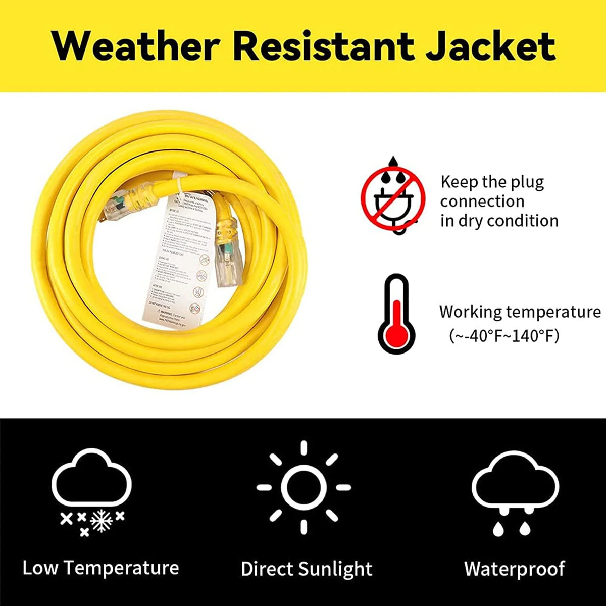 25 Ft 10/3 SJTW Yellow Outdoor/Indoor Extension Cord G72900
