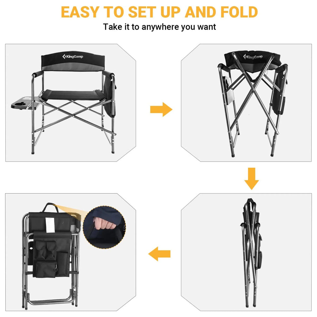 Padded Outdoor Chair with Table and Pockets, Black/Grey 2 Pack R401562