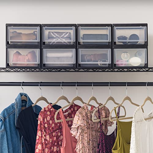 6 Qt. Plastic 4-Pack Stackable Drawer Storage Organizer, Black Z51665