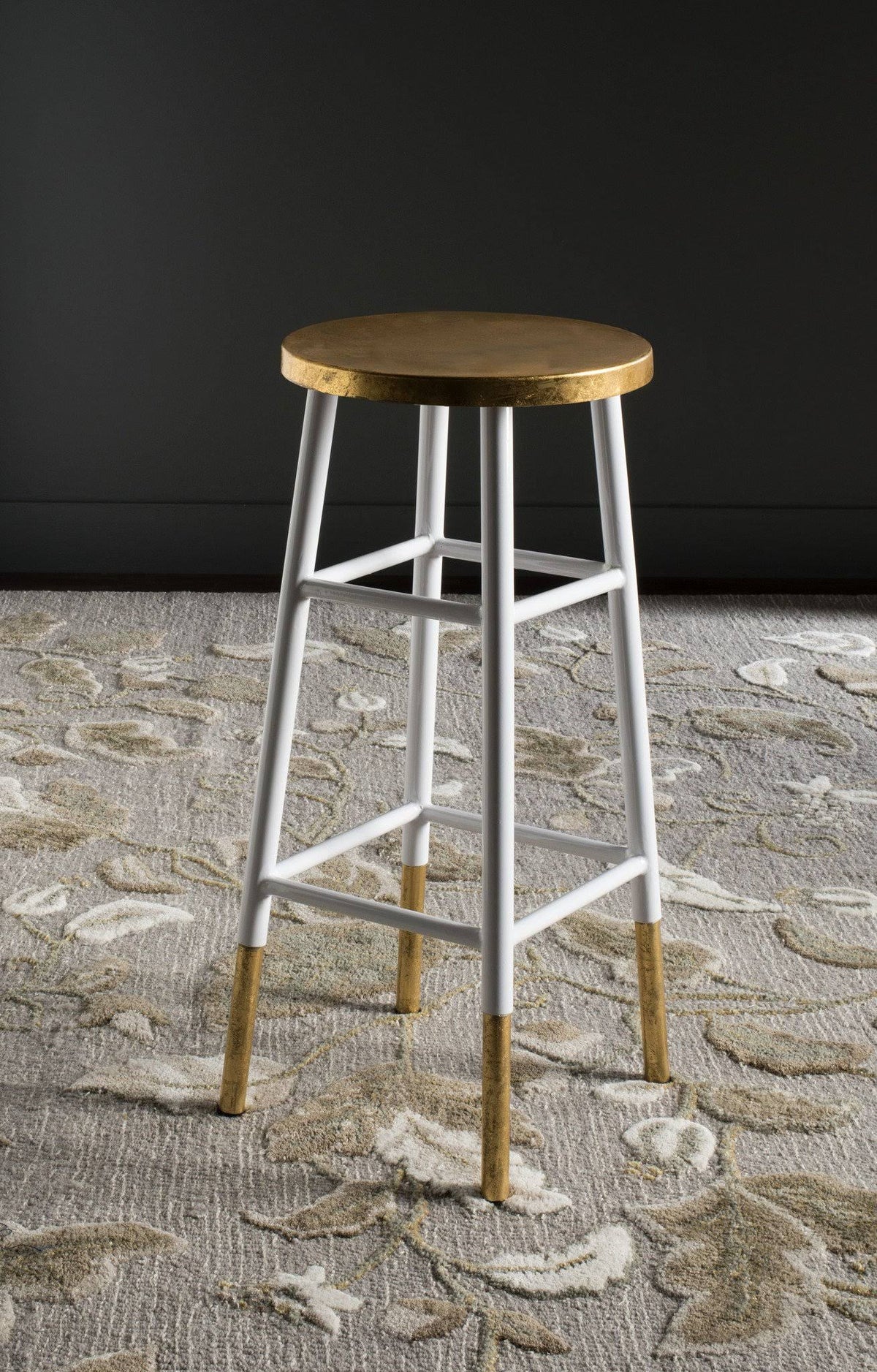 Metallic Bar Stool, White/Gold M247800