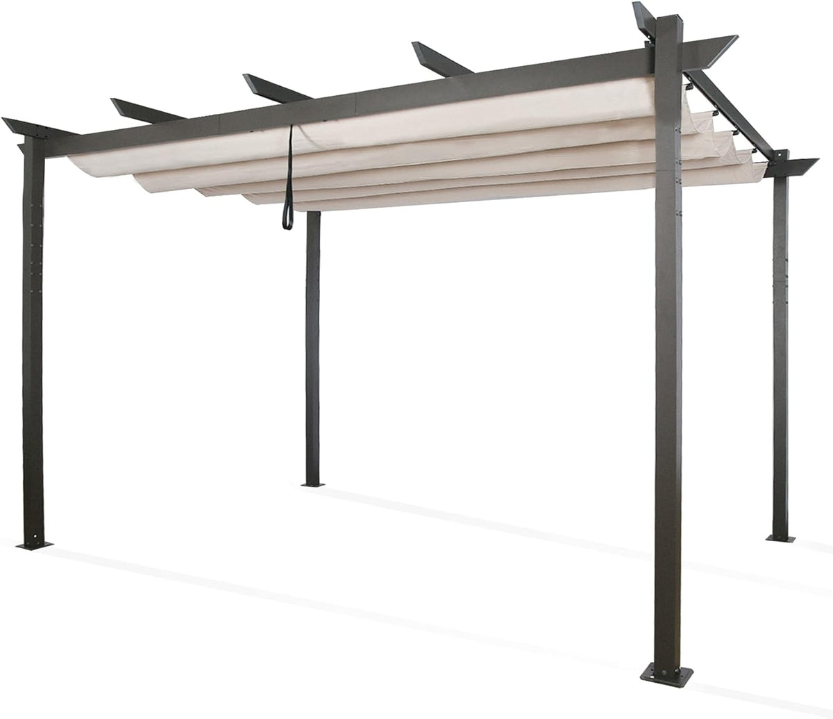 Beige Aluminum Pergola with Sun Shade Canopy N972904