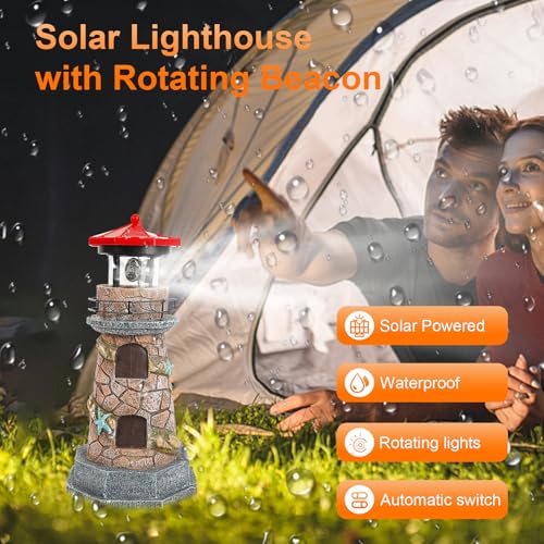 11.5" Outdoor Garden Lighthouse Decor with Rotating Beacon M83656