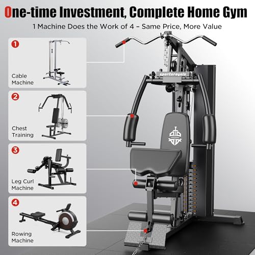 154LBS Weight Stack Home Gym Equipment with Pulley System E3825