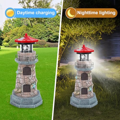 11.5" Outdoor Garden Lighthouse Decor with Rotating Beacon M83656
