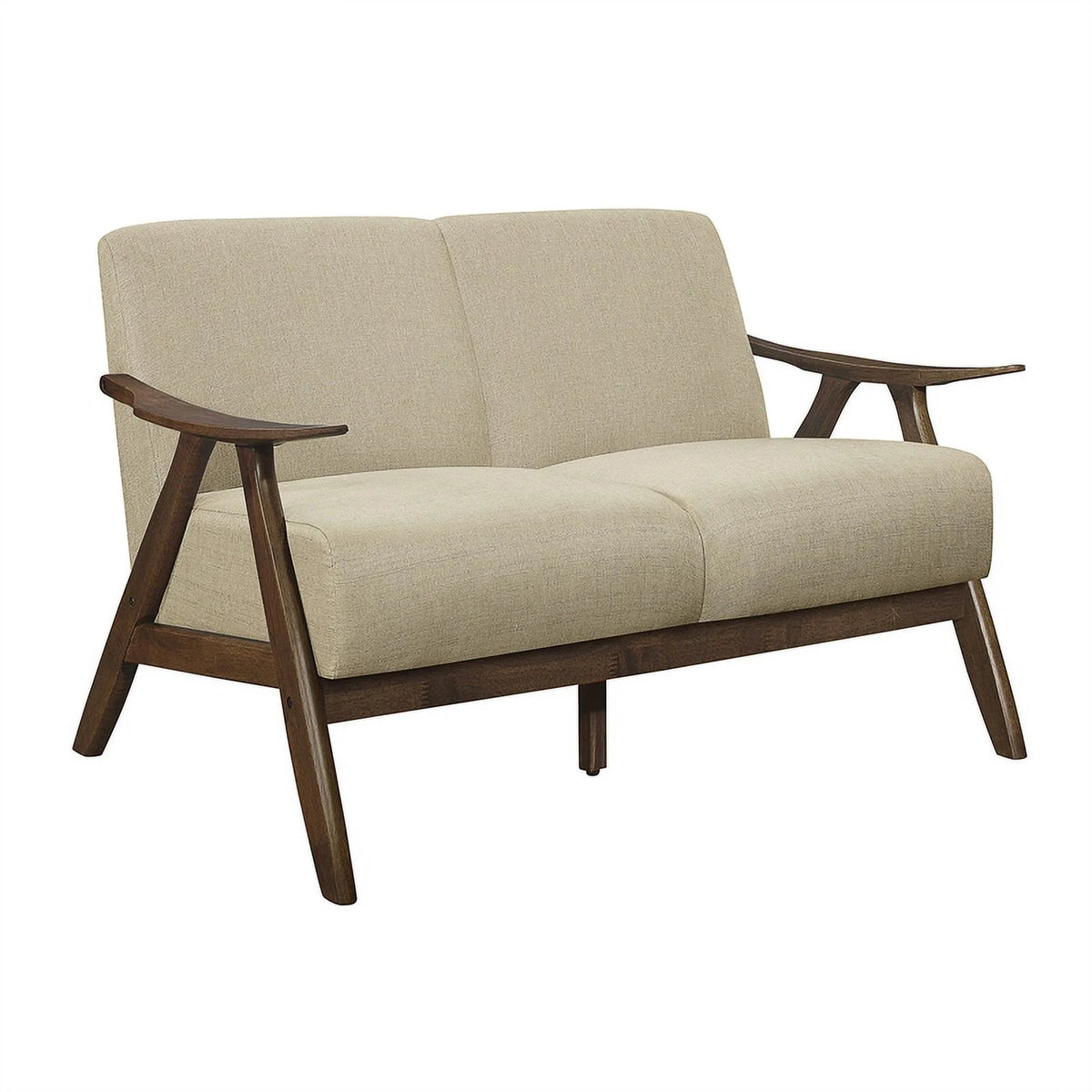 Textured Fabric 2-Piece Upholstered Sofa Set in Light Brown S12643