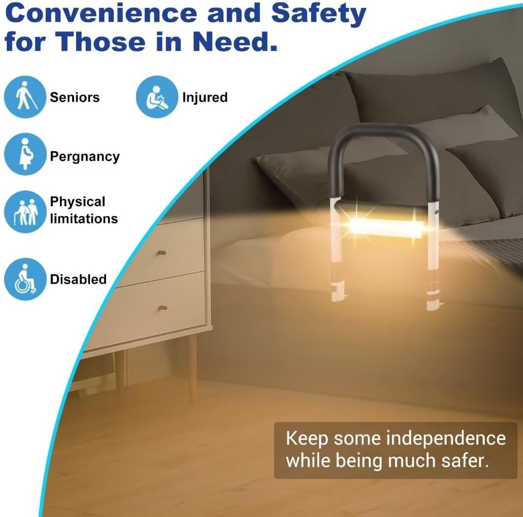 Bed Rail with Motion Light, Non-Slip Handle, Storage Pocket M217259