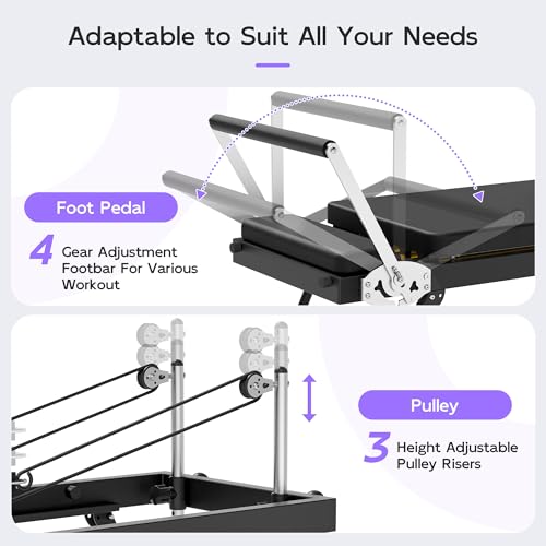 Black Foldable Pilates Reformer Z1914