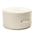 White Handmade Round Pouf Ottoman M7050