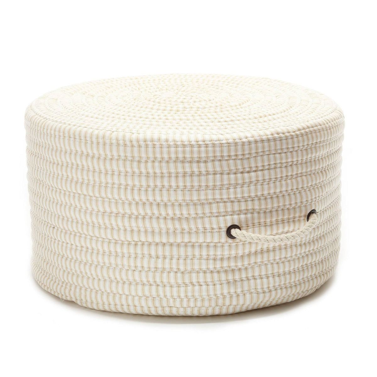 White Handmade Round Pouf Ottoman M7050