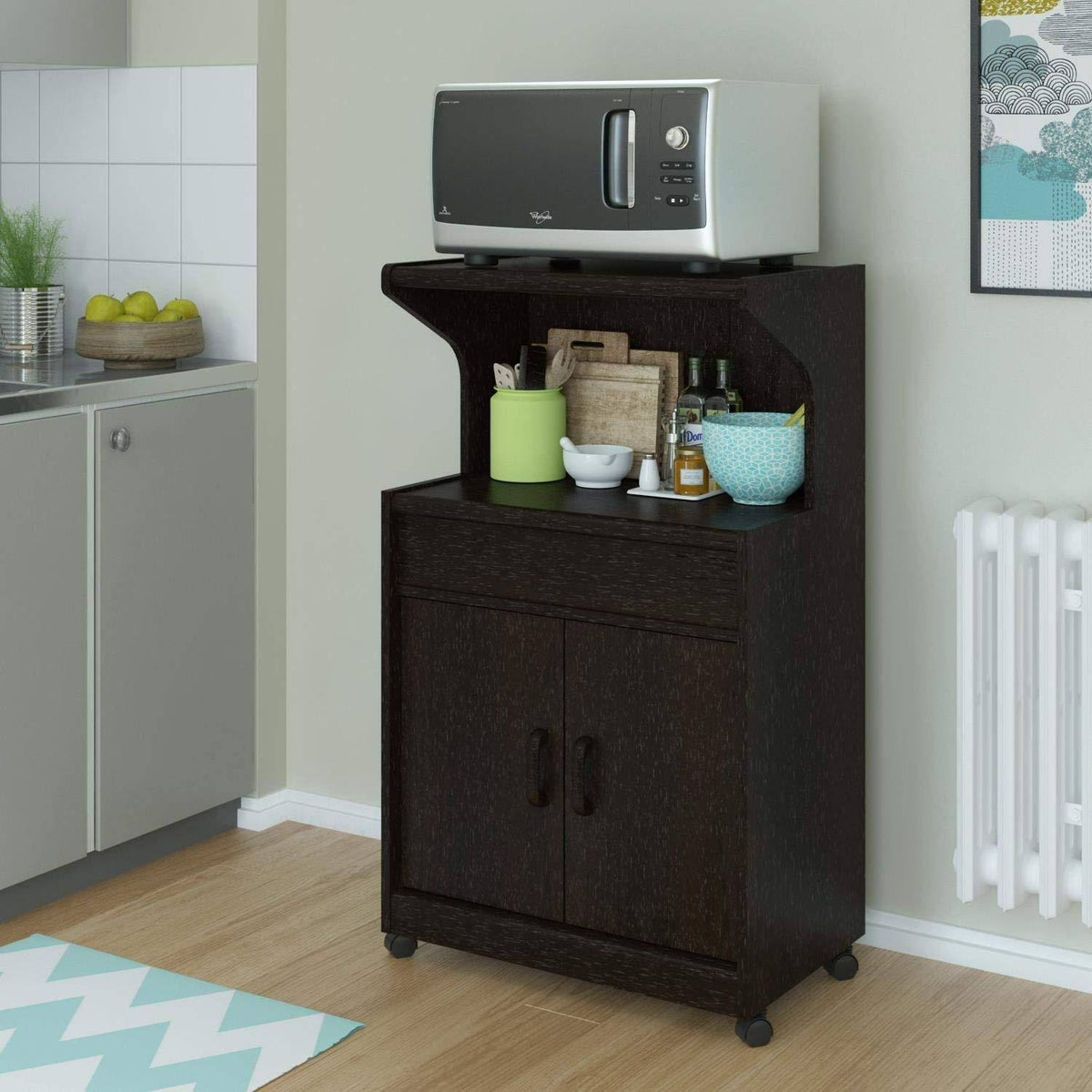 Microwave Cart with Shelf Espresso H91206