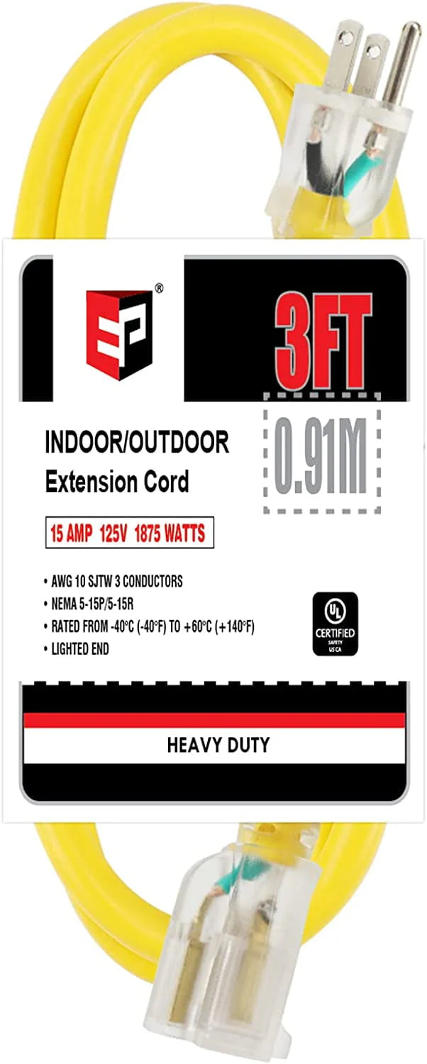 25 Ft 10/3 SJTW Yellow Outdoor/Indoor Extension Cord G72900