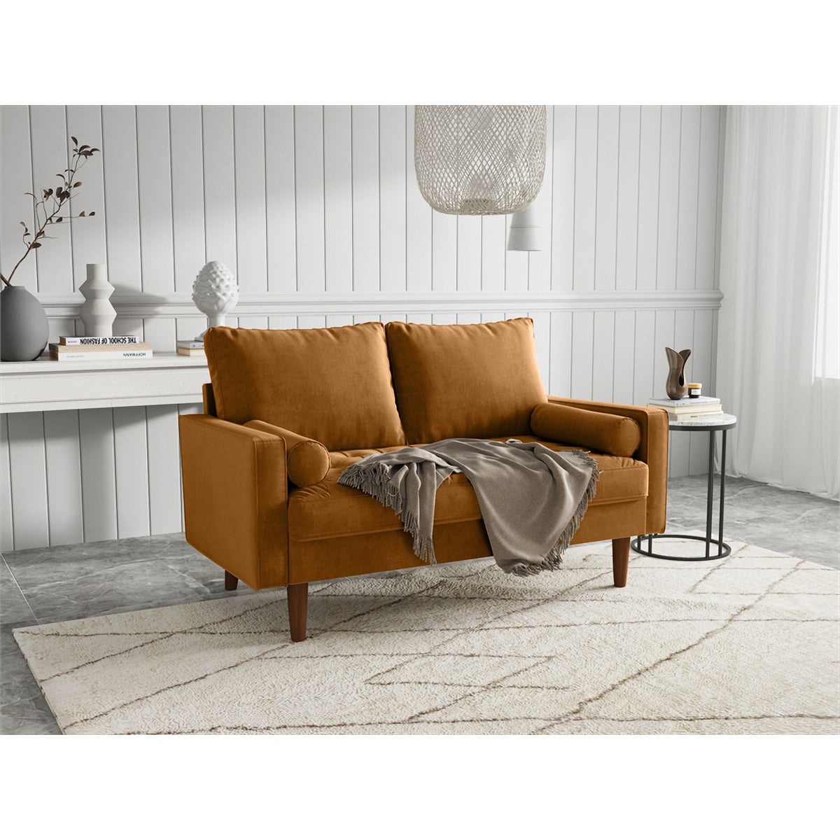 Ginger Brown Velvet Loveseat D727978