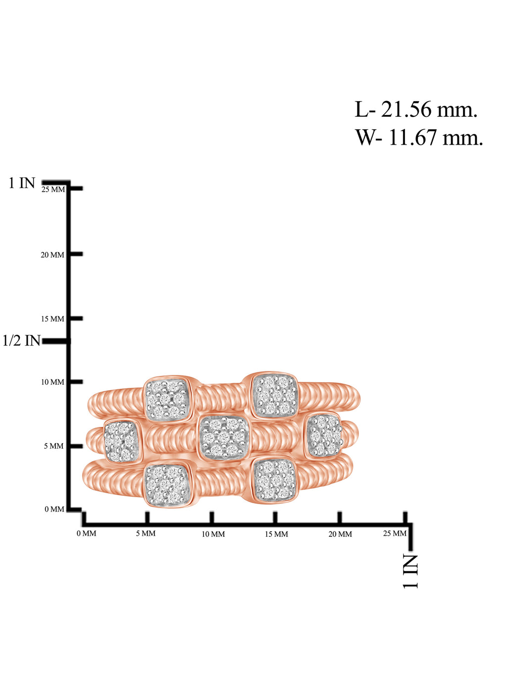 Rose Gold Over Silver Stackable Diamond Ring Set A2228