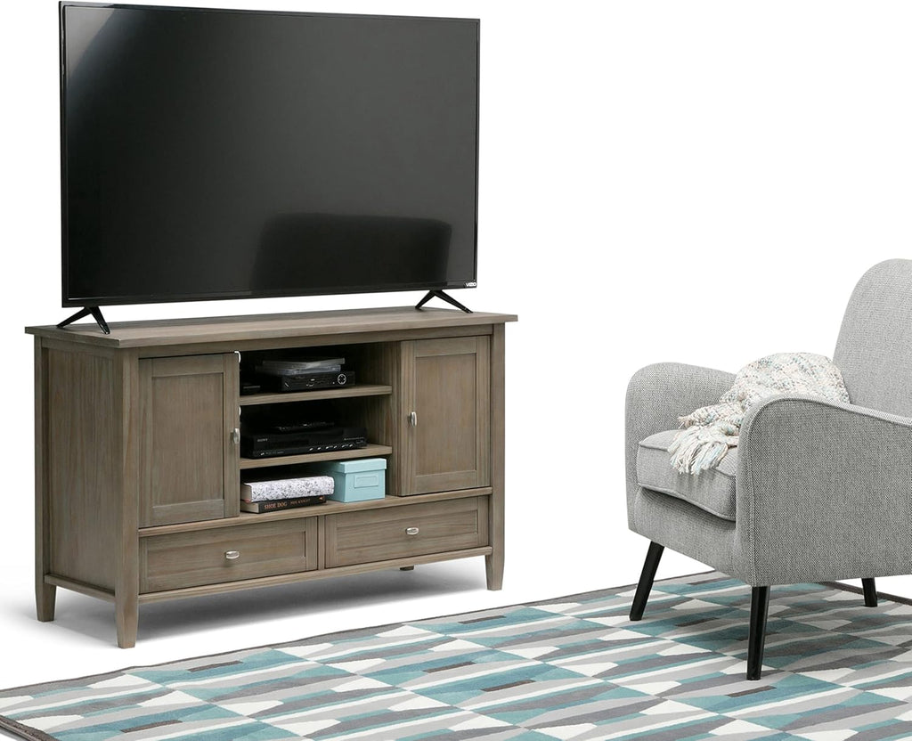 Black Solid Wood TV Media Stand with Storage Cabinet G902601