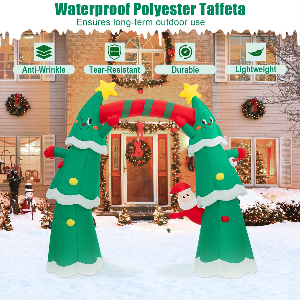 11FT Inflatable Christmas Tree Arch with Santa Claus LED Lights Y9366