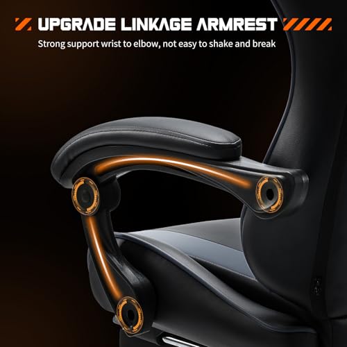 Grey Ergonomic Gaming Chair with Footrest S8953