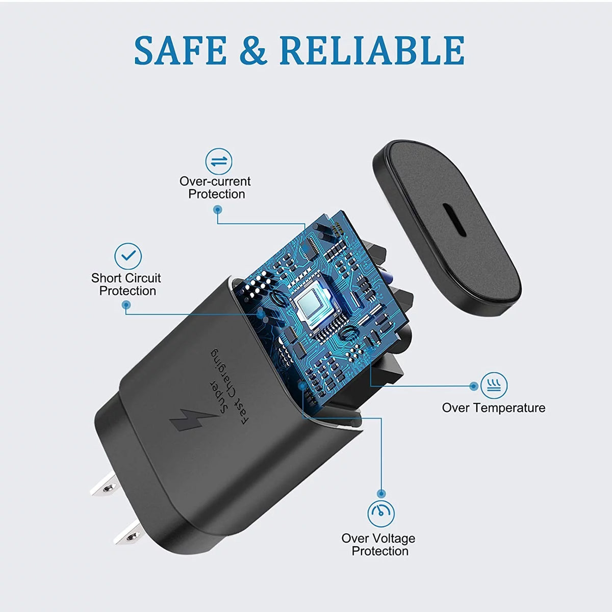 25W Type C UL Certified Charger with USB C Cable and USB Type C Headphones C25333