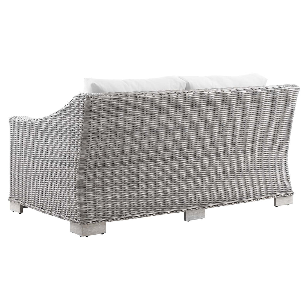 Light Grey Rattan Loveseat Sofa B977