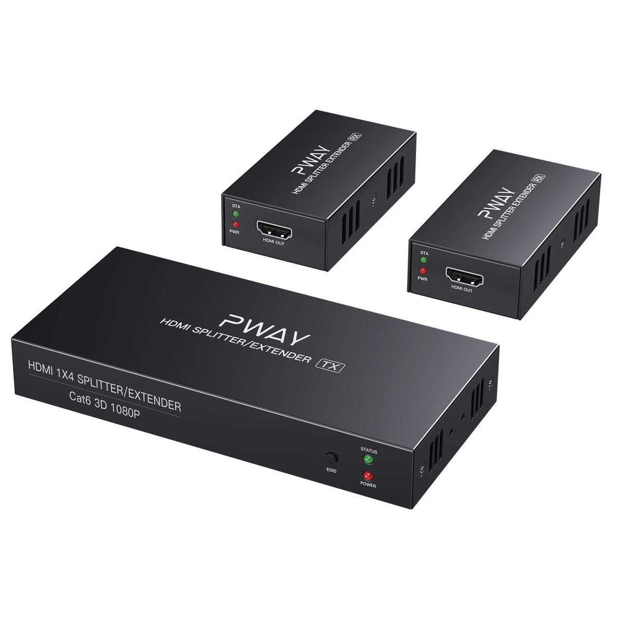 HDMI Extender Splitter 1x2 Port 1080P Over Cat5e/Cat6 Ethernet Cable Up to 50m Q888638