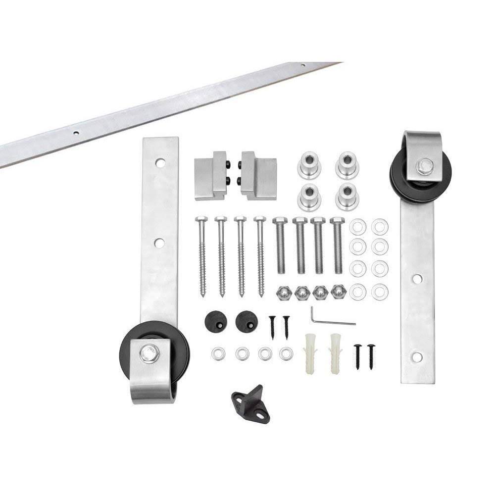 Weather Oak Stained Wood Interior Sliding Barn Door with Hardware Kit L264