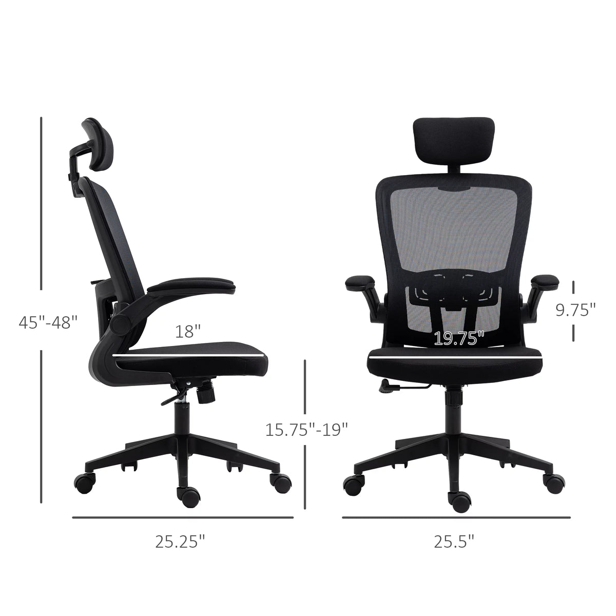 Black High Back Mesh Office Chair with Lumbar Support and Headrest T946