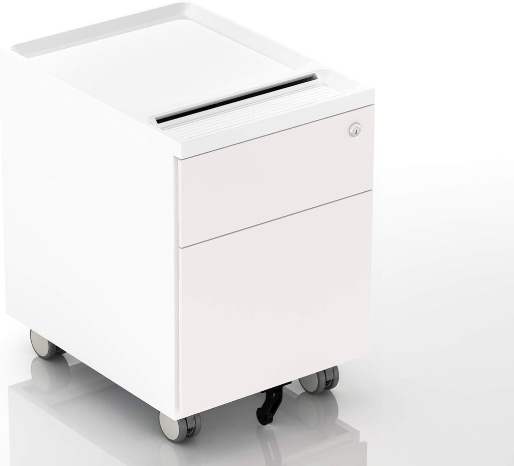 Black 2-Drawer Mobile Filing Cabinet with Lock and Casters F5880