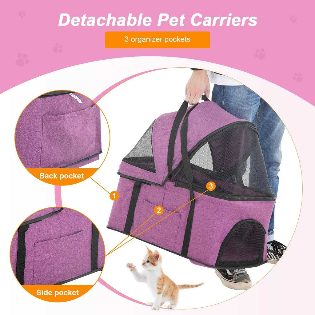 3-in-1 Pet Stroller with Detachable Carrier & Cup Holder N30829