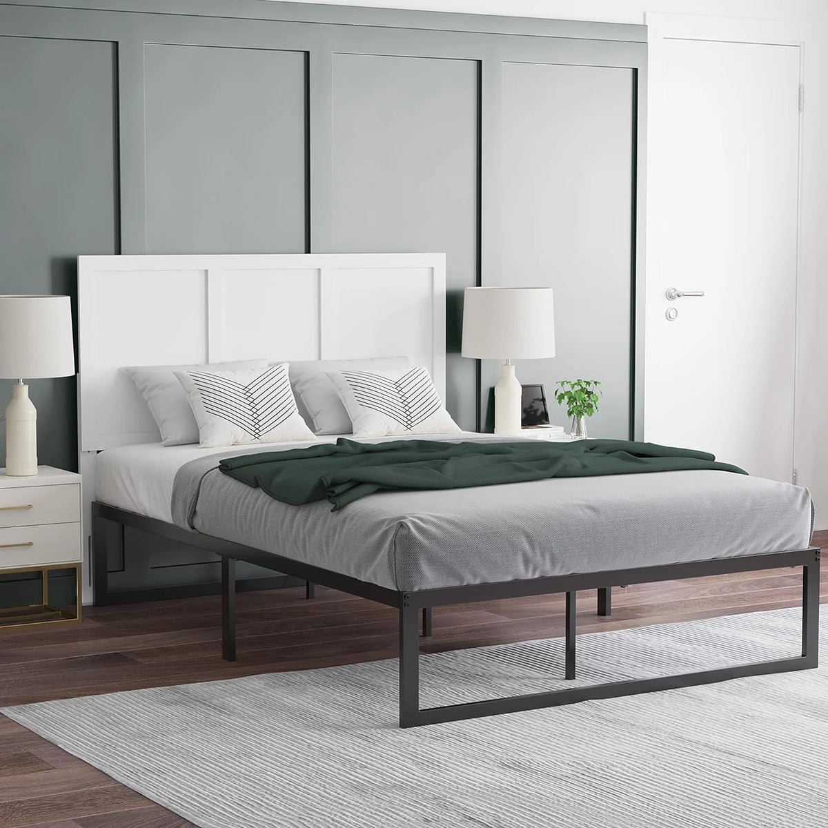 White Wooden Adjustable Headboard E242454
