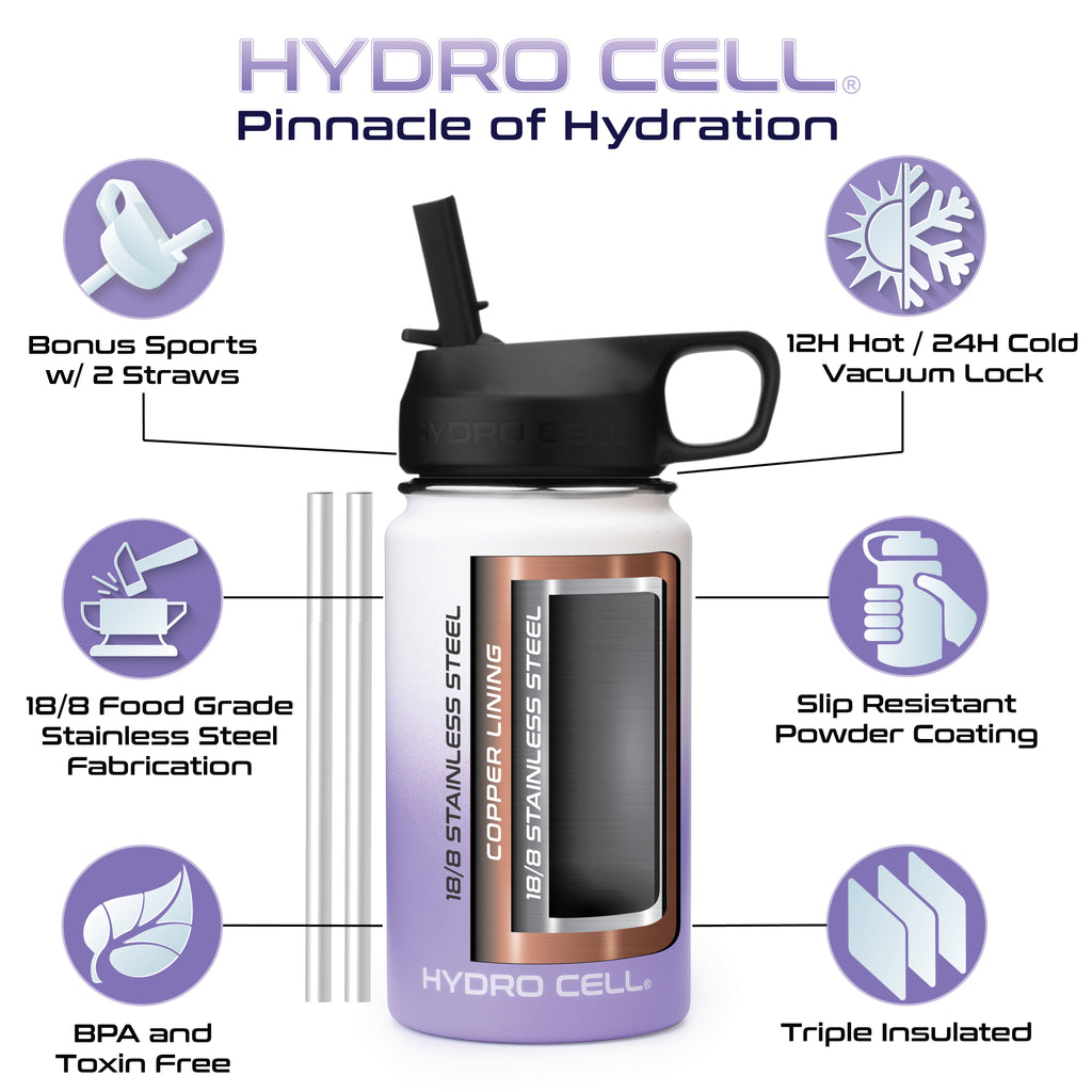 Lavender/White Stainless Steel Water Bottle M312