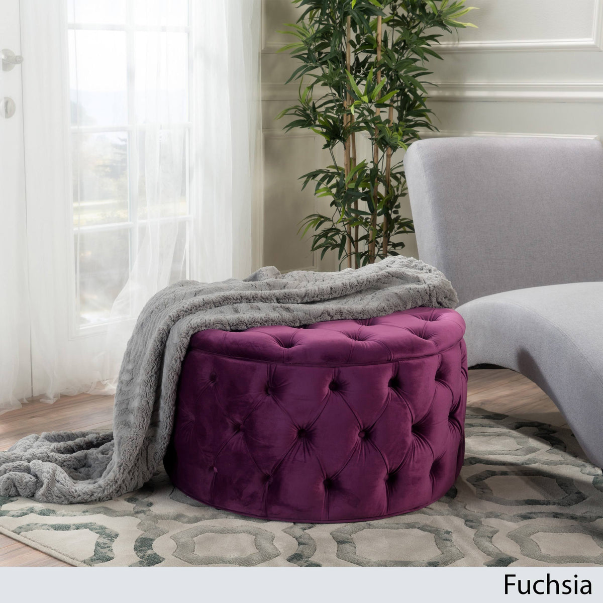 Fuchsia Round Ottoman P558