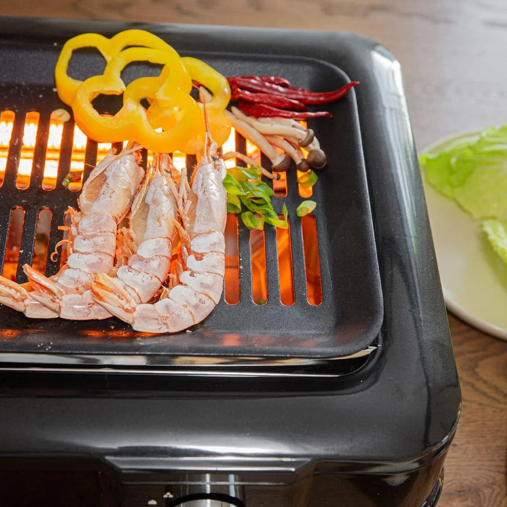 Electric Smokeless Indoor Infrared BBQ Grill with Non-Stick Grate and Drip Tray, Black M140534
