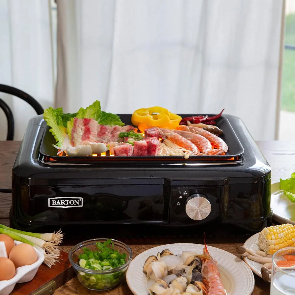 Electric Smokeless Indoor Infrared BBQ Grill with Non-Stick Grate and Drip Tray, Black M140534