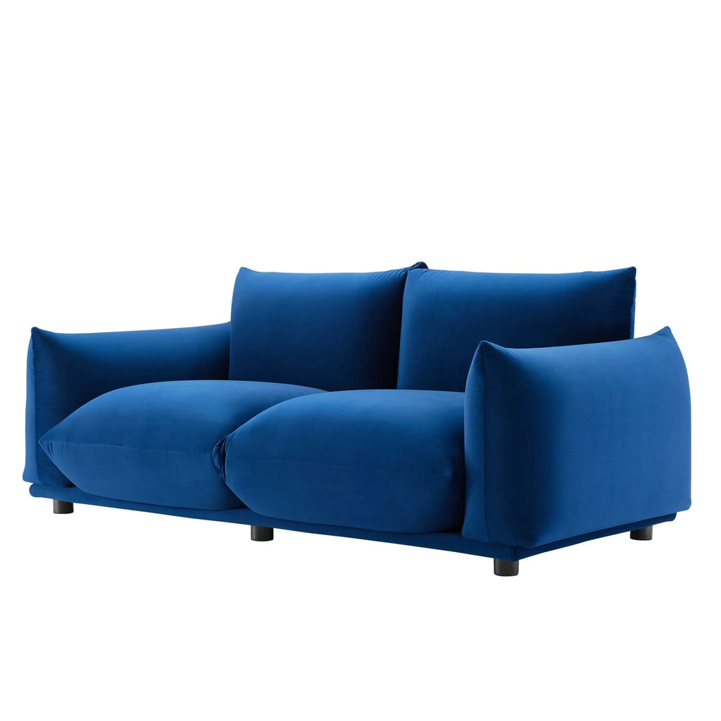 Blue Navy Velvet Loveseat Sofa A4353