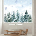 9 Sheet Christmas Window Clings Snowy Forest Trees Double-Sided Reusable Winter Window Decals G639