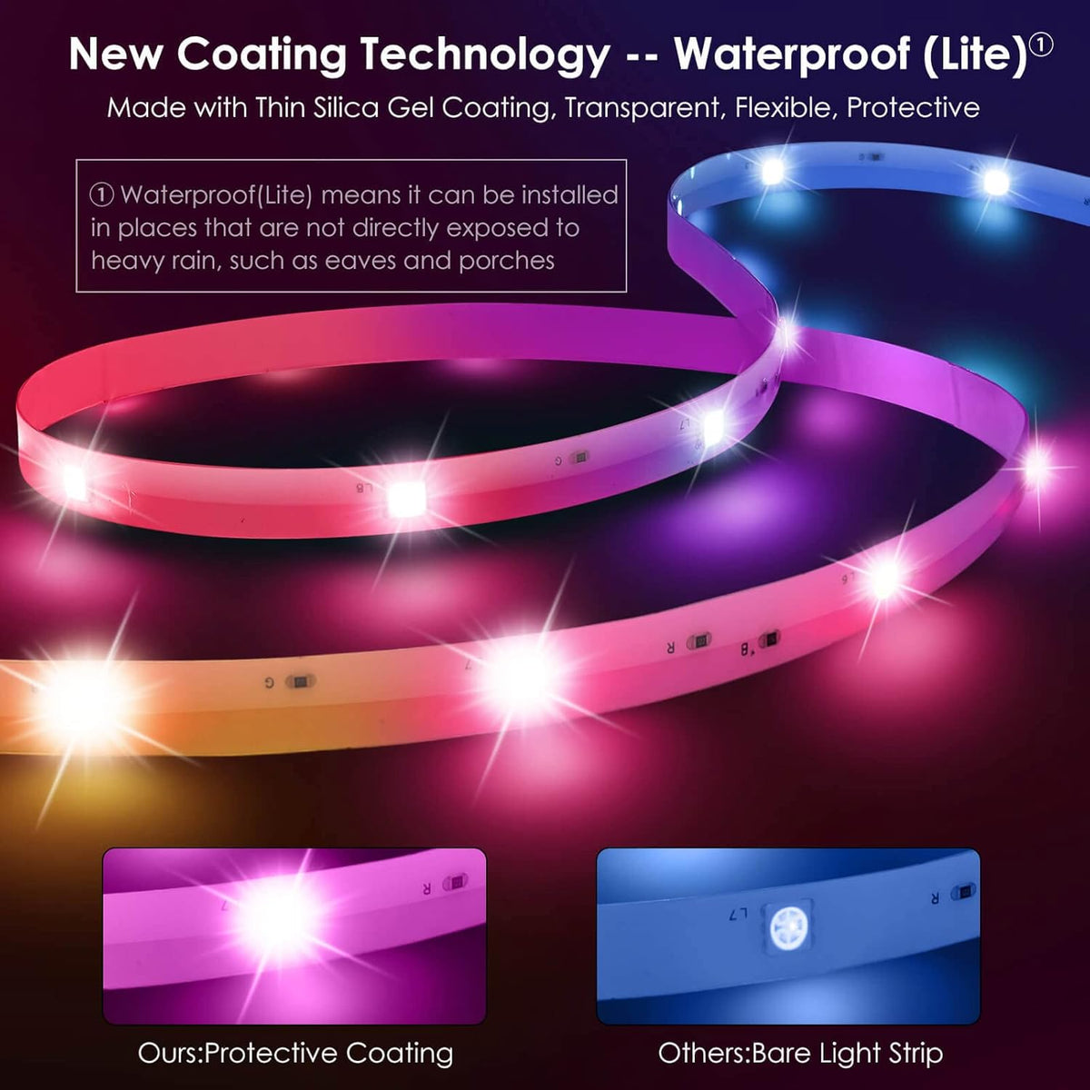 50FT RGBIC WS2811 Waterproof LED Strip Lights with Remote, Pack of 2 D750
