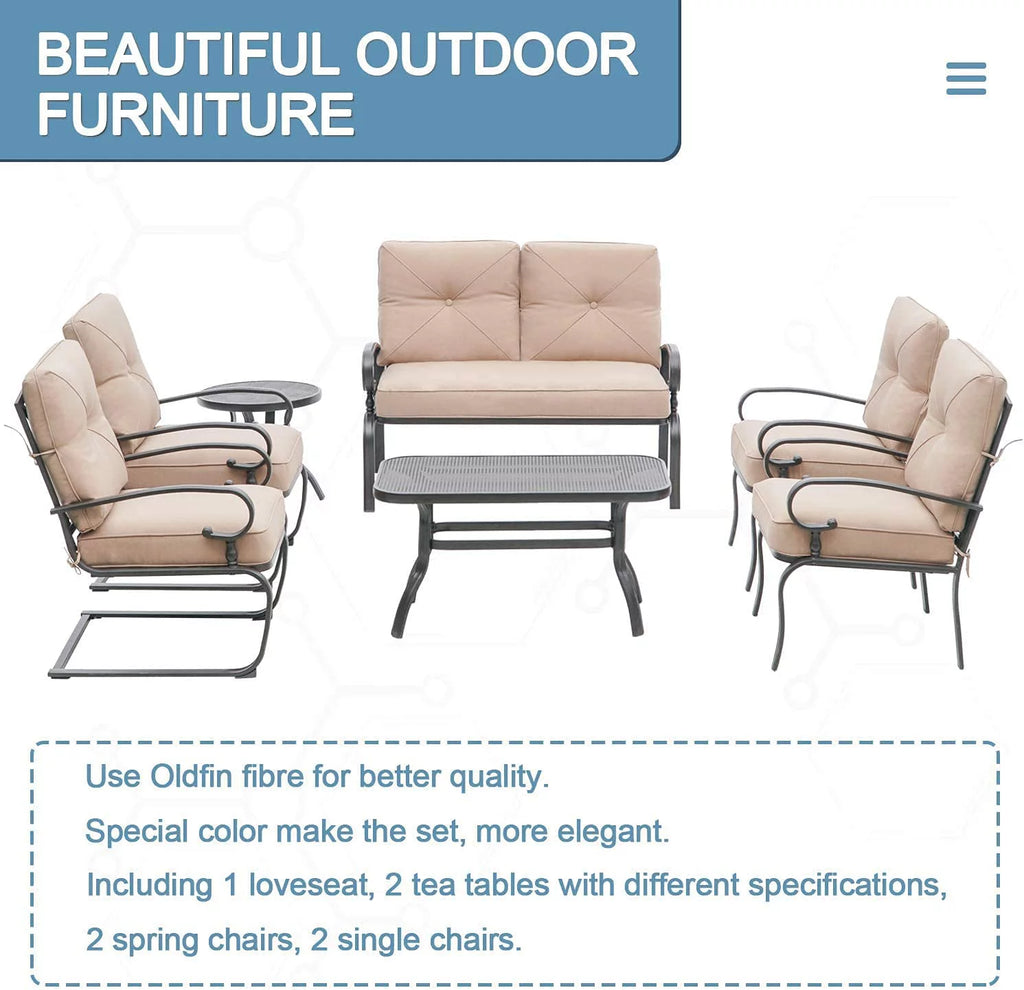 7-Piece Brown Metal Patio Conversation Set Y30417