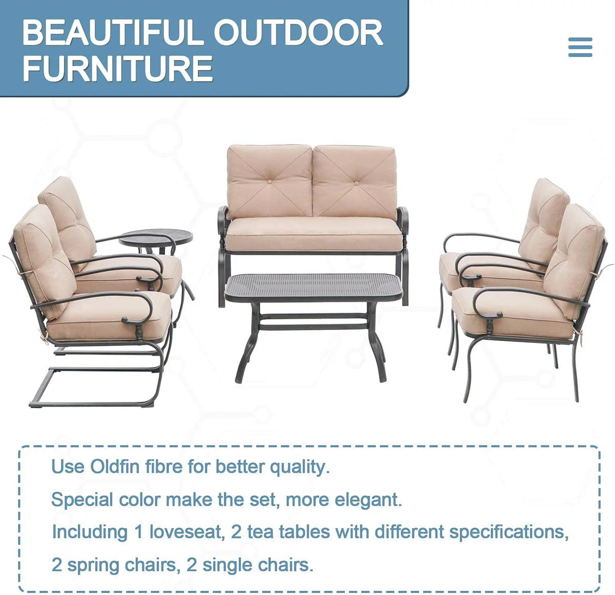 7-Piece Brown Metal Patio Conversation Set Y30417