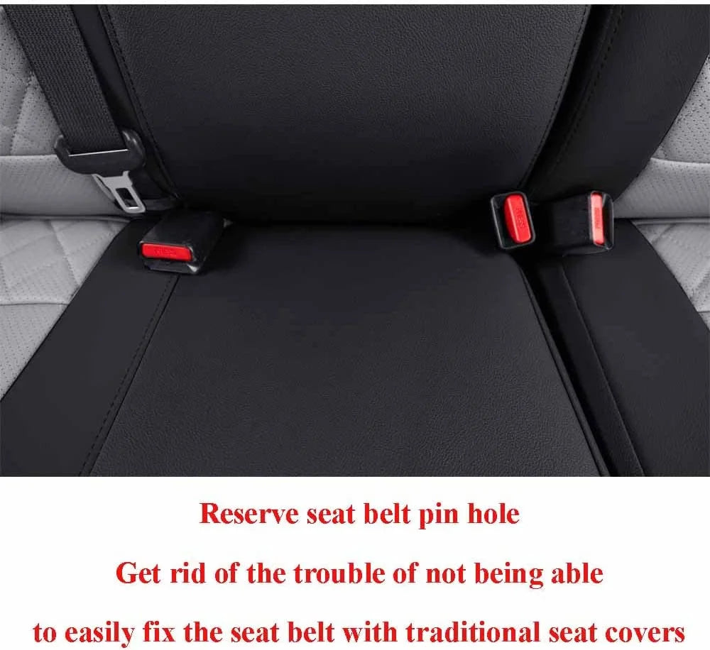 Black/Gray Leather Car Seat Covers Full Set G31526