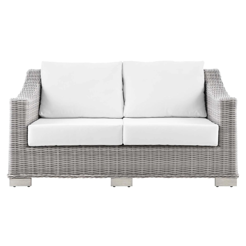 Light Grey Rattan Loveseat Sofa B977