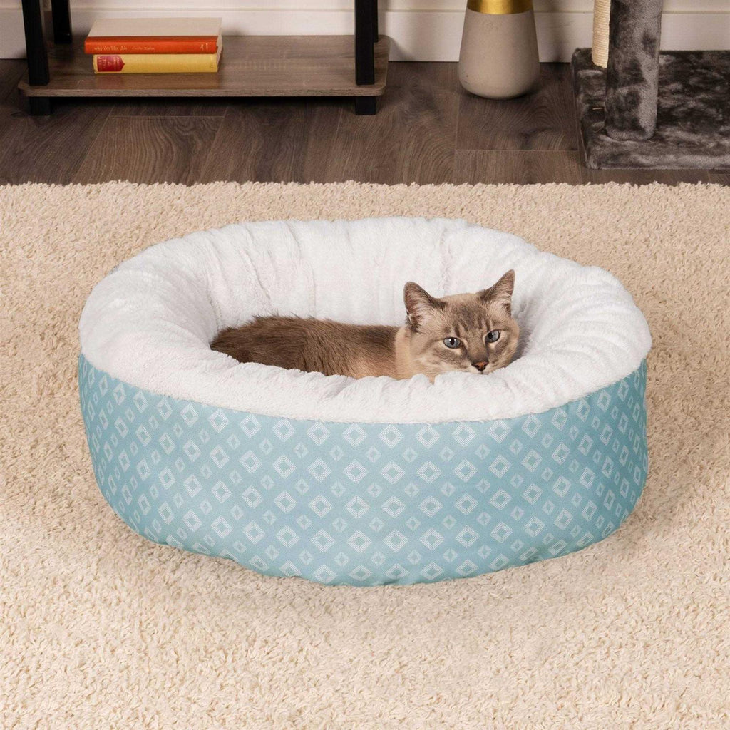 Plush Diamond Print Donut Pet Bed Y24071