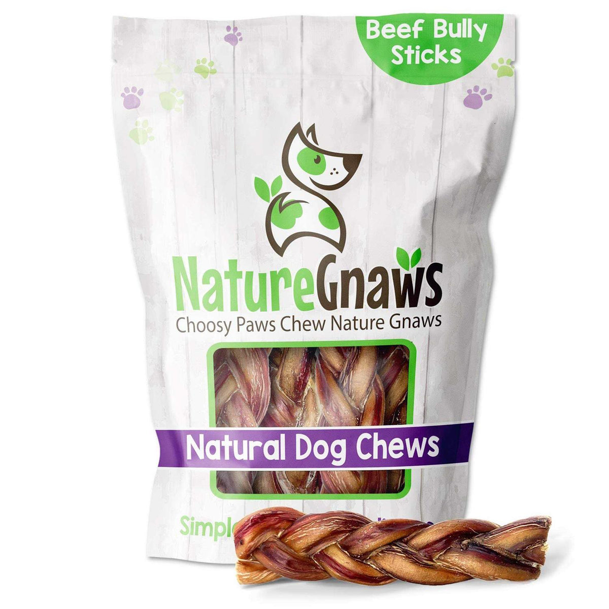 Braided Bully Sticks for Dogs Natural Beef Bones K5902